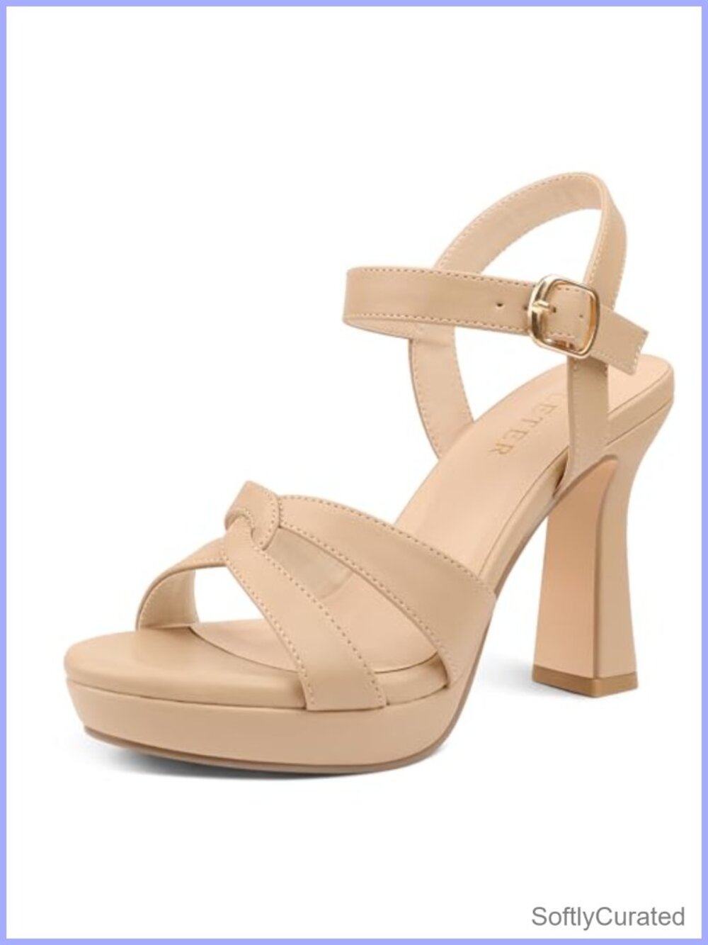 Faux Leather Platform Block Heel Ankle Strap Dress Sandals